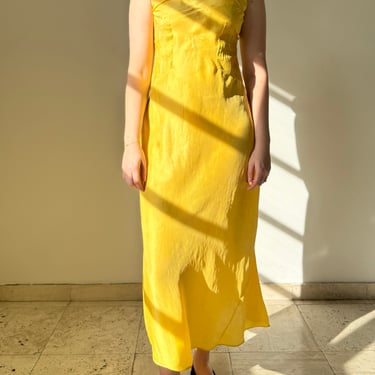 Hand Dyed Sunshine Yellow Silk Slip Dress