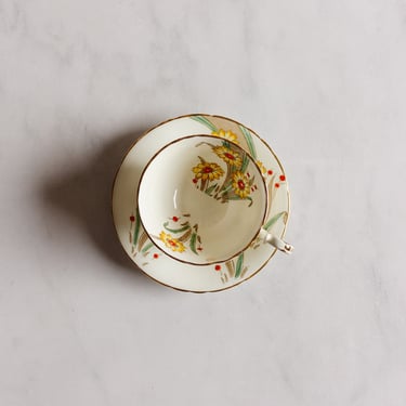 1930s Delphine China handpainted floral teacup