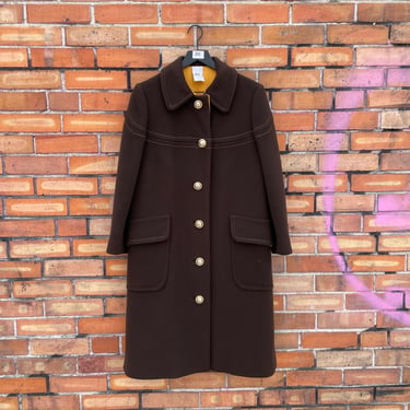 vintage 60s brown wool coat / s m small medium 