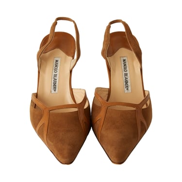 Manolo Blahnik Suede Brown Cut Out Heels