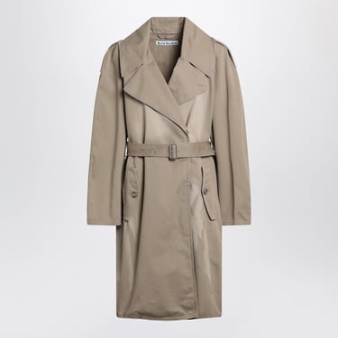 Acne Studios Belted Coat In Beige Cotton Twill Women