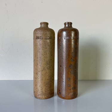 Vintage Stoneware Bottles Erven Lucas Bols Het Lootsje Amsterdam - a Pair 