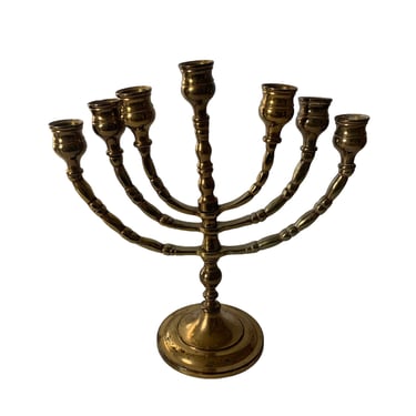 Large Vintage Brass Menorah, Seven Branch Brass Chanukah Menorah, Hanukkah Menorah 