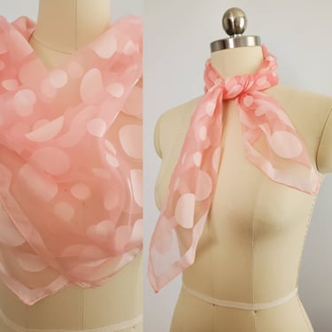1950s Large Chiffon Scarf with Large Polka Dots - 50s Vintage Accessories - 50s Pinup Fashion 