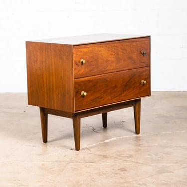 Mid Century Modern Chest of Drawers Dresser Walnut 2 Drawer Stanley Vintage Mcm