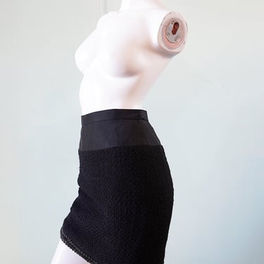 Chanel Spring 1994 tweed skirt with braided scoubidou trim 