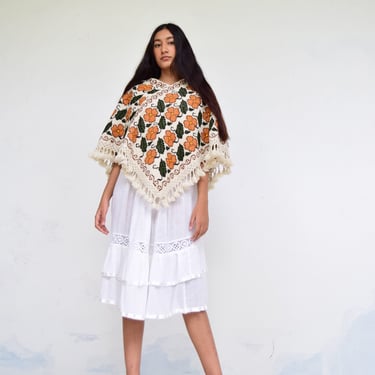 Mexican Poncho. Vintage Poncho. Embroidered Cape. 