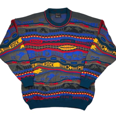 Vintage 90s Emaroo Made in Australia 3D Coogi Style Textured Knit Sweater Pullover Size XL/XXL 