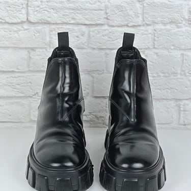 Prada Monolith Chelsea Boots, Size 36.5, Black