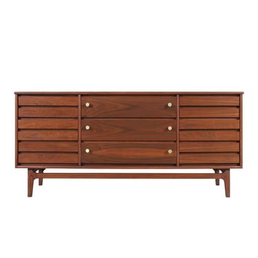 Mid Century Modern Walnut Dresser by Stanley Furniture