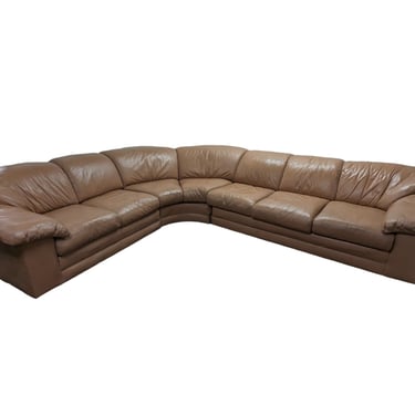 Peach/Beige C Shaped Leather Sectional