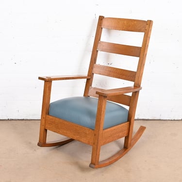 Limbert Mission Oak Arts &#038; Crafts Rocking Chair, Circa 1900