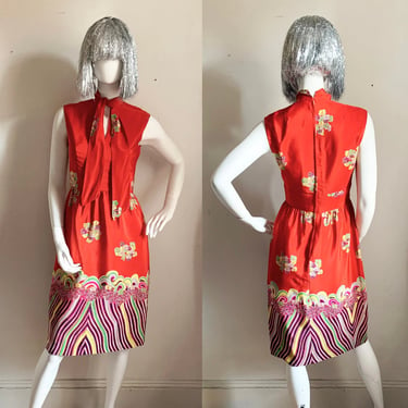 1960s Richard Tam Red Silk Dress 
