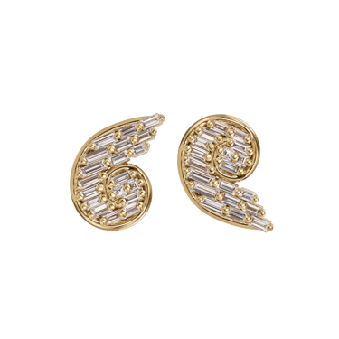 White Diamond Snail Earrings
