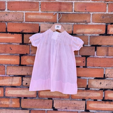 vintage 30s kids pink cotton floral dress / newborn 