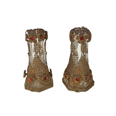 Vintage Czech Filigree Bud Vases-A Pair 