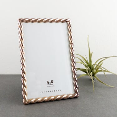 Pottery Barn Rose Gold Tone 4 x 6 Photo Frame, Metal Picture Frame with Easel, Tabletop Frame 