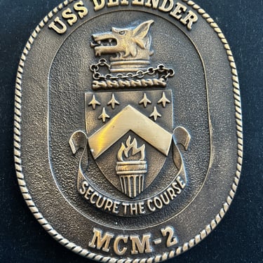 m/f USS Defender MCM-2 Solid Brass Plaque