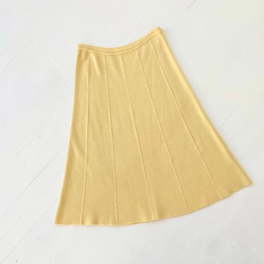 1970s Italian Lemon Yellow Wool Skirt 
