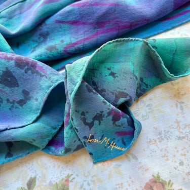1990's Hand Dyed Silk Scarf by Lori M. Huus 