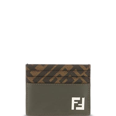 Fendi Men Leather And Ff Canvas Squared Card Holder