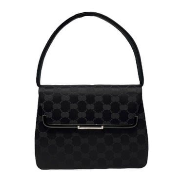 Gucci Black Satin Logo Shoulder Bag