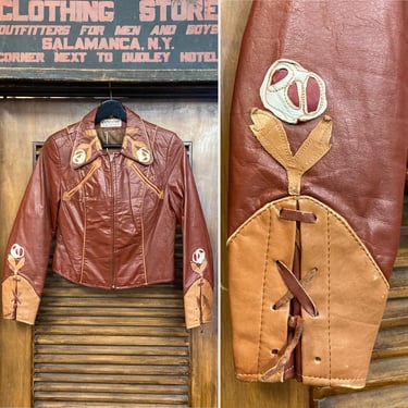 Vintage 1960’s East West Style Leather Jacket, 60’s Leather Jacket, 60’s Hippie Rocker, 60’s Jacket, 60’s Boho, Vintage Clothing 
