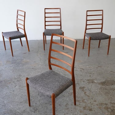 Set of Four Solid Teak Model 82 Dining Chairs by Niels Otto Moller for J.L. Mollers Mobelfabrik 