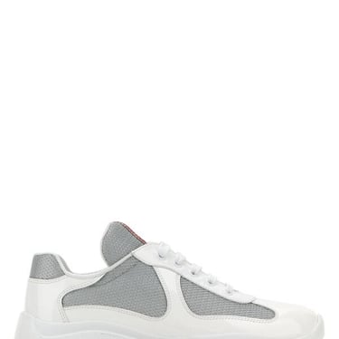 Prada Women Two-Tone Leather And Fabric Prada America S Cup Sneakers