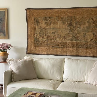 1940s French chateau pastoral scene tapestry