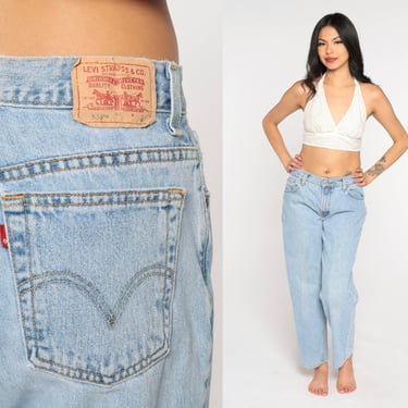 Y2k Levis 550 Jeans Relaxed Mid Rise Jeans Straight Leg Light Wash Denim Levi Strauss Retro Hipster Blue Pants Boho Vintage 00s Medium 10 31 