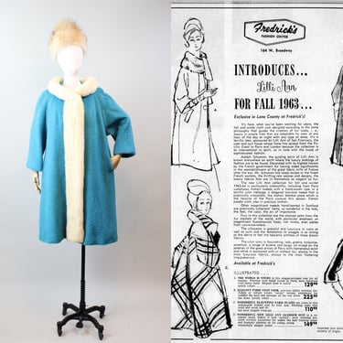 1960s 1963 documented LILLI ANN mink fur mohair coat large | new fall 