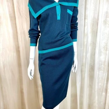 1980's Turquoise Trim Knit Outfit