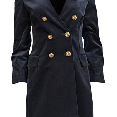 A.L.C. - Black Velvet Double Breasted Button Dress Sz 6