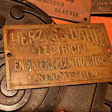 Antique HERZOG & DAHL Electrical Engineers SAN FRANCISCO CA Emblem C1910