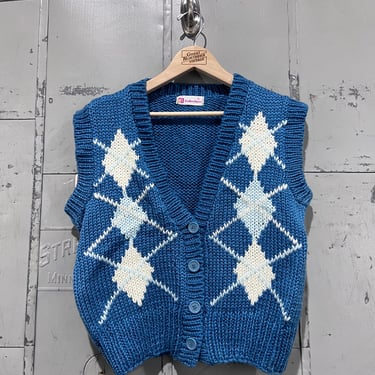 80, Large blue collections argyle cardigan sweater vest 