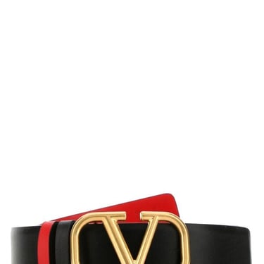 Valentino Garavani Woman Black Leather Vlogo Signature Reversible Belt