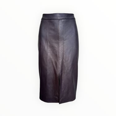 Loro Piana 2010s Brown Leather Skirt, NWT