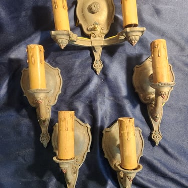 Set of 5 Cast Aluminum Polychrome Sconces by Riddle Co Design