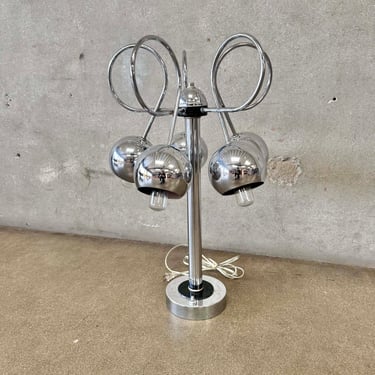 Mid Century Modern Chrome Space Age 3- Way Table Lamp