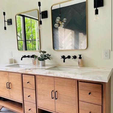 Double Sink Bathroom Vanity Cabinet -  Hand Built Mid Century Style Bathroom Vanity -  Free Shipping! 