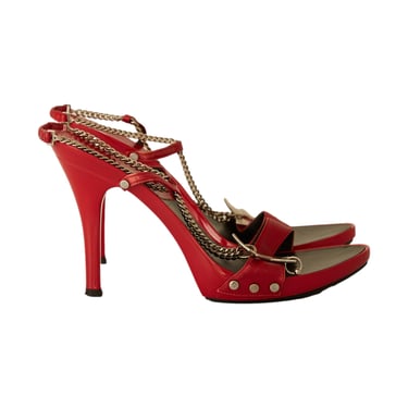 Dior Red Leather Chain Heels