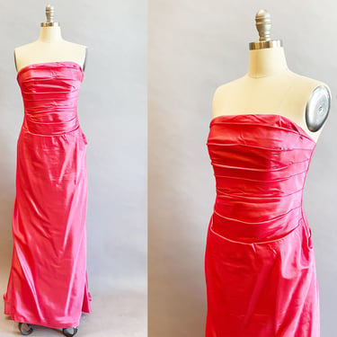1980s Pink Gown / 1980s Lilli Rubin Gown / Hot Pink Strapless / Designer Dress /  / Marilyn Monroe Dress / Size Medium 