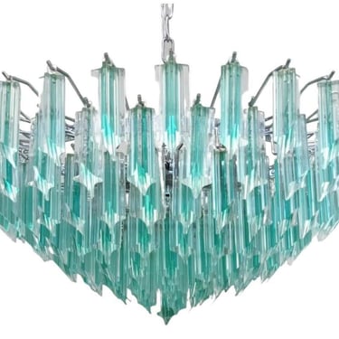 Vintage Aquamarine Quadrieri Murano Glass Chandelier. Italy, 1960's.