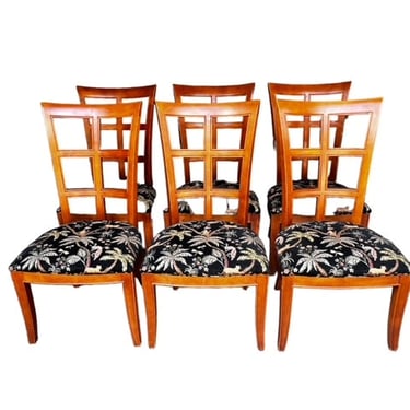 Set of 6 Wood Cross Back Upholstered Dining Side Chairs TR260-9