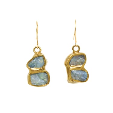 Frozen Fire Double Earrings - Gold Fill, Brass + Labradorite