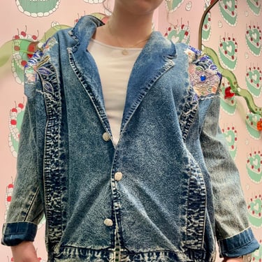 Tasty Embroidered Denim Jacket