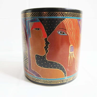 Vintage Laurel Burch Mug - Laurel Burch Metallic Gold Black Coffee Mug - Ancient Ancestors Egyptian BIPOC Love Mug - Best Friend Gift 
