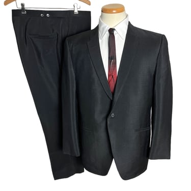 Vintage 1960s 2pc MOHAIR Suit ~ size 40 S ~ SHARKSKIN ~ Jacket / Pants ~ Rockabilly / Mod ~ 