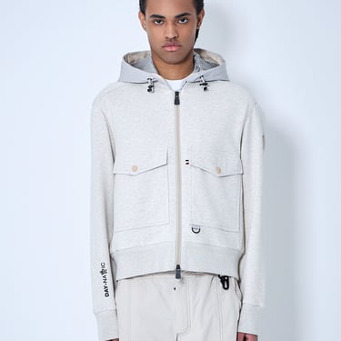 Moncler Grenoble Men Padded Wool Zip-Up Hooded Jacket